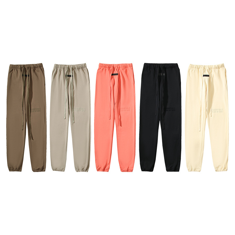 Essentials Season 8 Letter Print Drawstring Sweatpants for Men and Women, Terry Thin Loose Fit Joggers