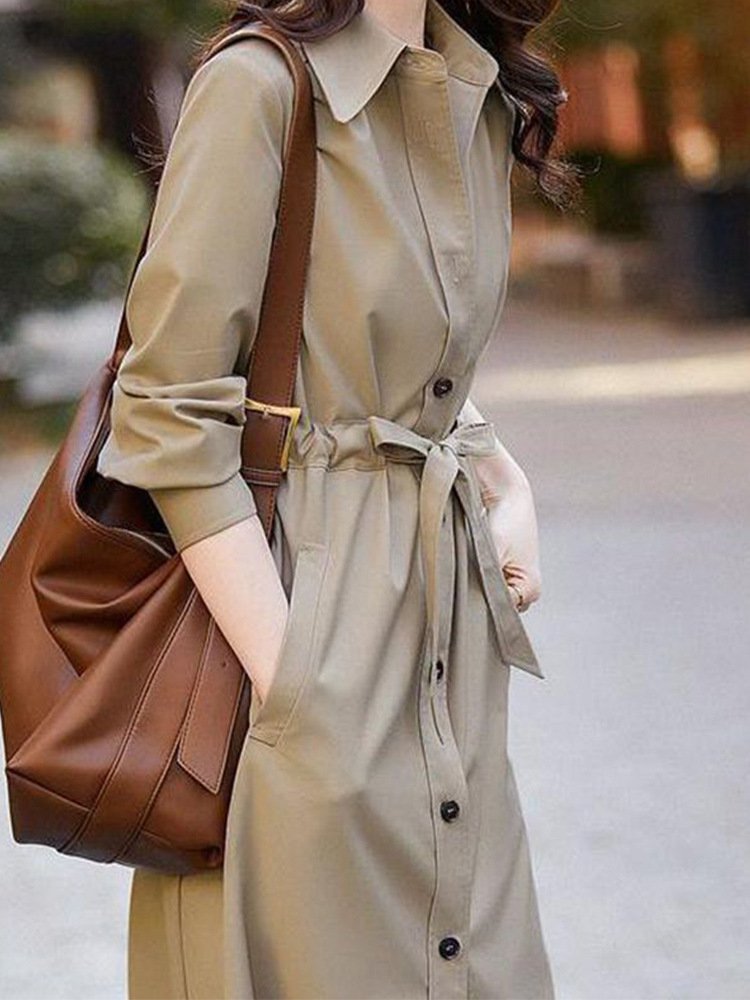 Thin Trench Coat for Women 2026 Spring and Autumn New Korean Style Elegant Trendy Petite Mid-Length Shirt Jacket