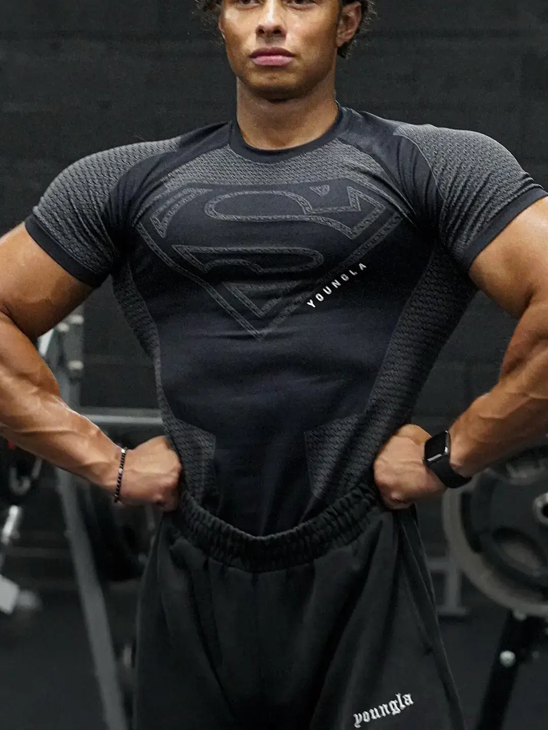 Youngla Men's Short-Sleeve Superman T-Shirt Black