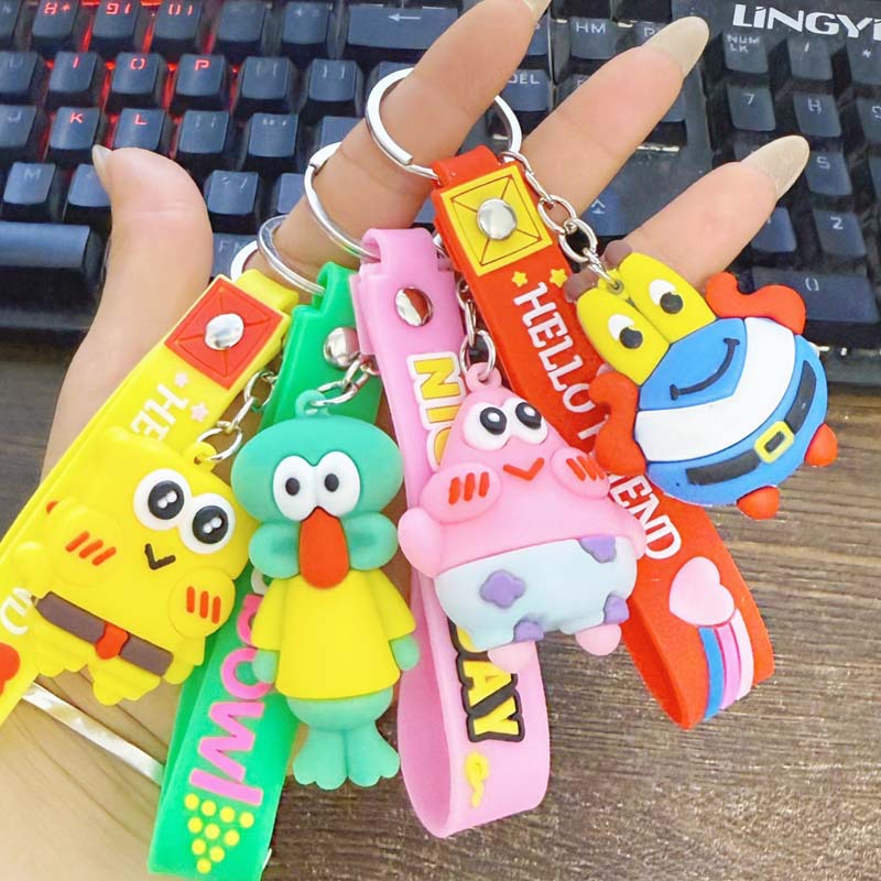 New Cartoon Sponge Keychain Pendant Trendy Large Toy Doll Bag Charm Cheap Keychain Promotional Gift