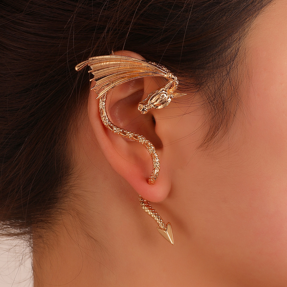 Europe and the United States cross-border new punk dragon ear clip earrings fashion creative personality exaggerated dragon single do old ear hanging