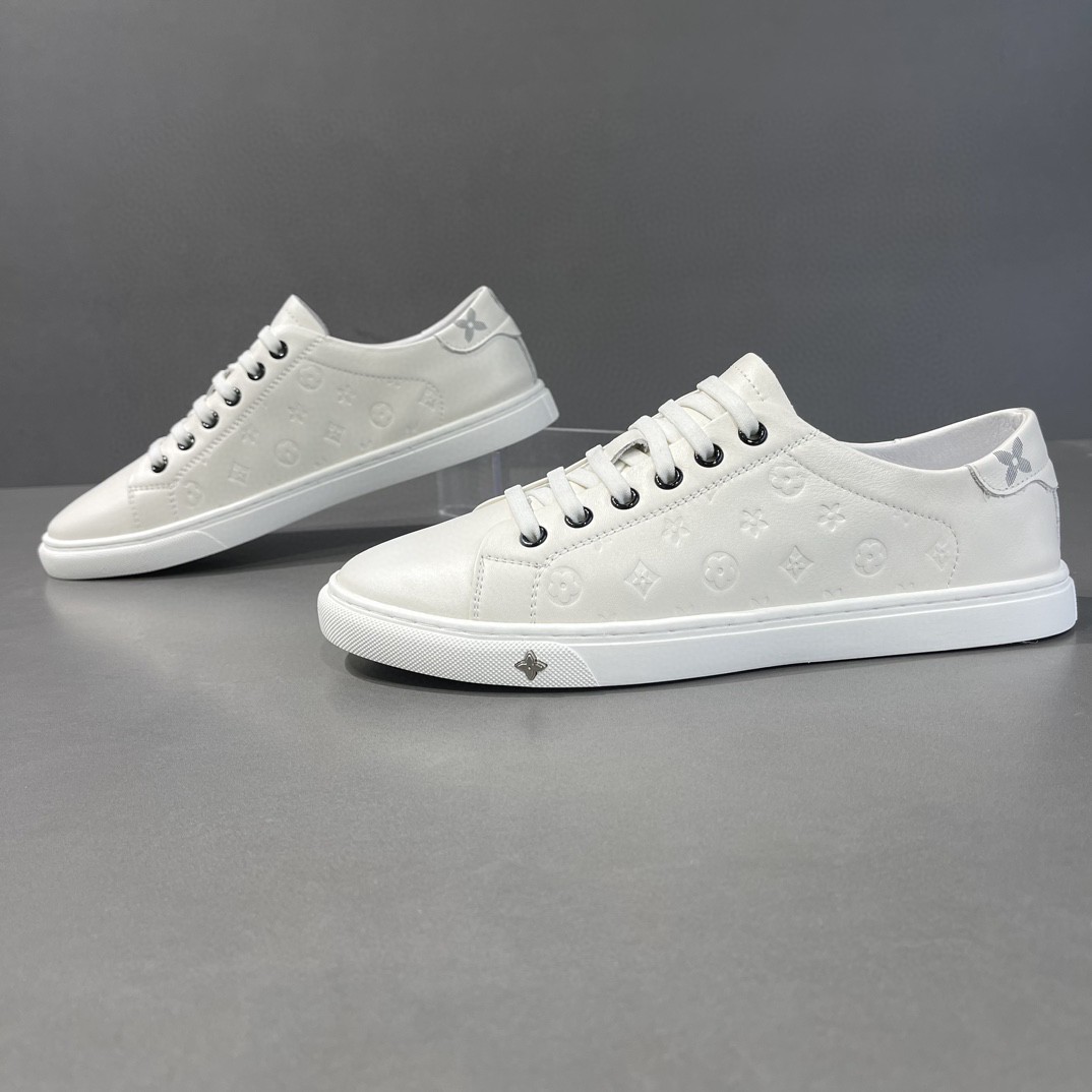 Men's White Shoes European Station Men's Shoes Accessible Luxury Classy Boys Versatile Shoes White Shoes Genuine Leather Sneakers Men's Trendy Shoes