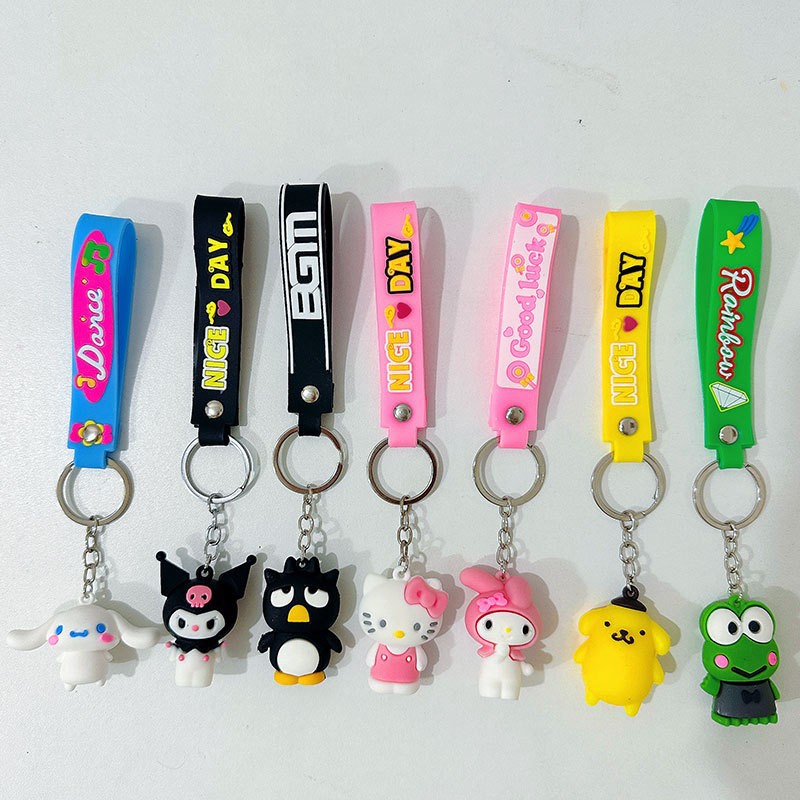 New Trendy Toy Doll Melody Kurome Pendant Soft Rubber Stereo Doll Kt Cat Pudding Dog Push Keychain