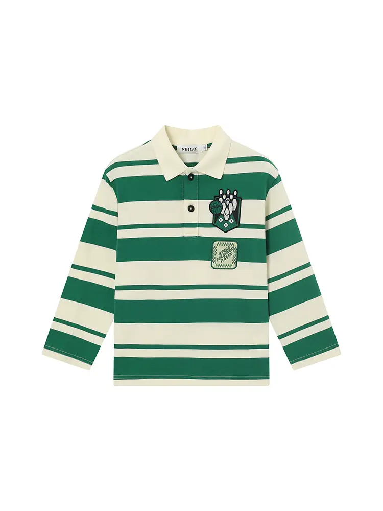 Rbigx Ruibick Children's Clothing 2025 Spring New Arrival Polo Collar Emboridery Label Kids Stylish Long Sleeves T-shirt