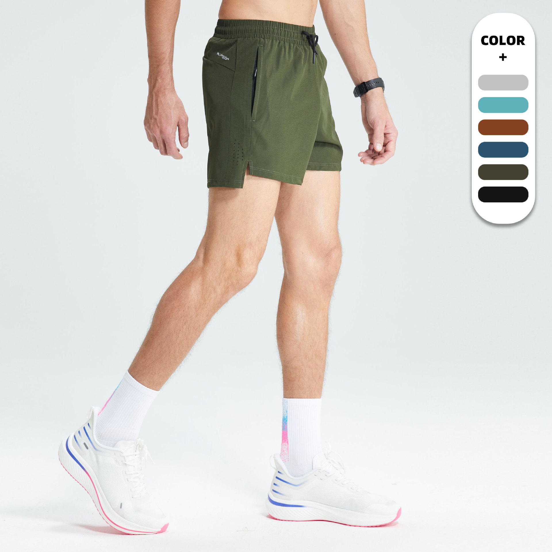 Woven Four-sided Elastic Sports Shorts Men's Running Marathon Track and Field Triple Pants Quick-drying Mesh Breathable Fitness Shorts