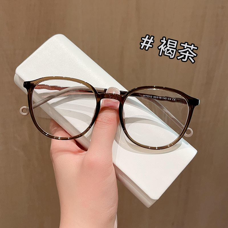 New online celebrity retro TR90 early eight plain glasses frame wholesale round frame big face can match myopia glasses with degrees