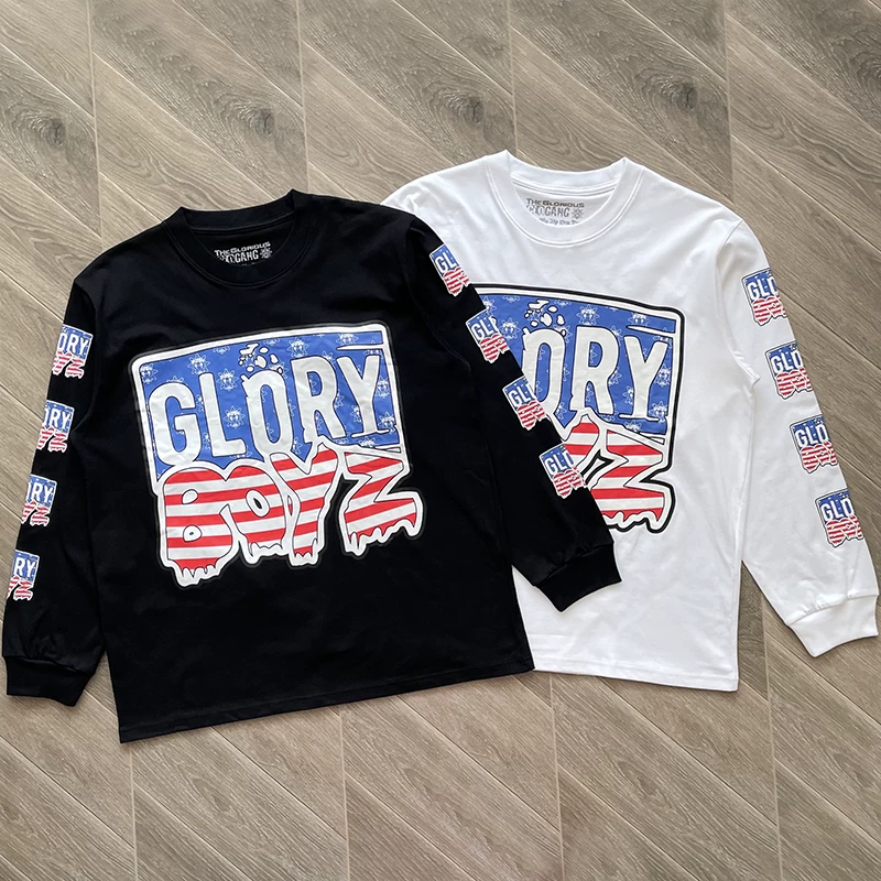 Glo Gang Boyz Worldwide Tee Cartoon Printed Men's and Women's Long Sleeve T-shirt