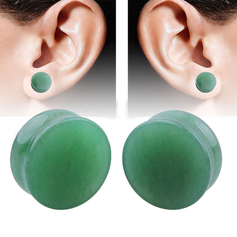 Foreign trade green Dongling stone ear expansion stone auricle exquisite puncture jewelry 5-25mm