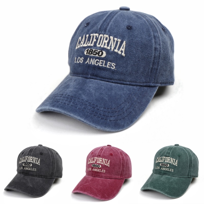 Washed Denim Baseball Cap Women's 2025 New American Style Big Head Waved Cap Curved Eaves Show Face Small Gray Hat Trendy