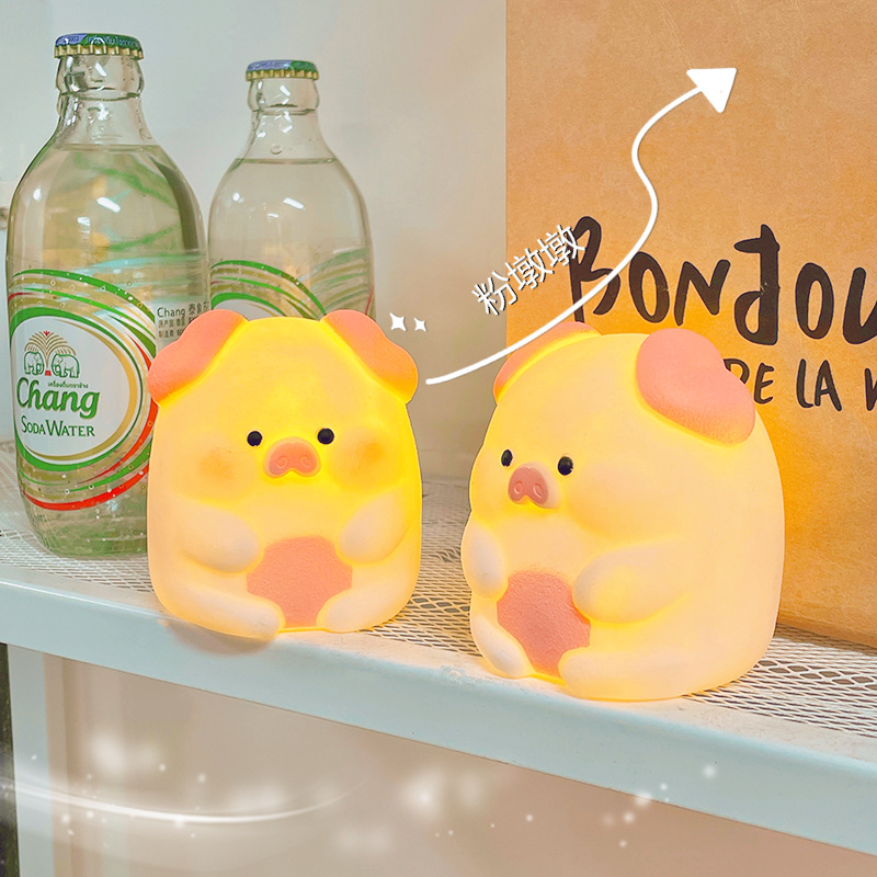 Cartoon Cute Pink Pig Night Light ins Style Creative Dormitory Bedroom Bedside Lamp Ornaments Night Market Stall Gifts