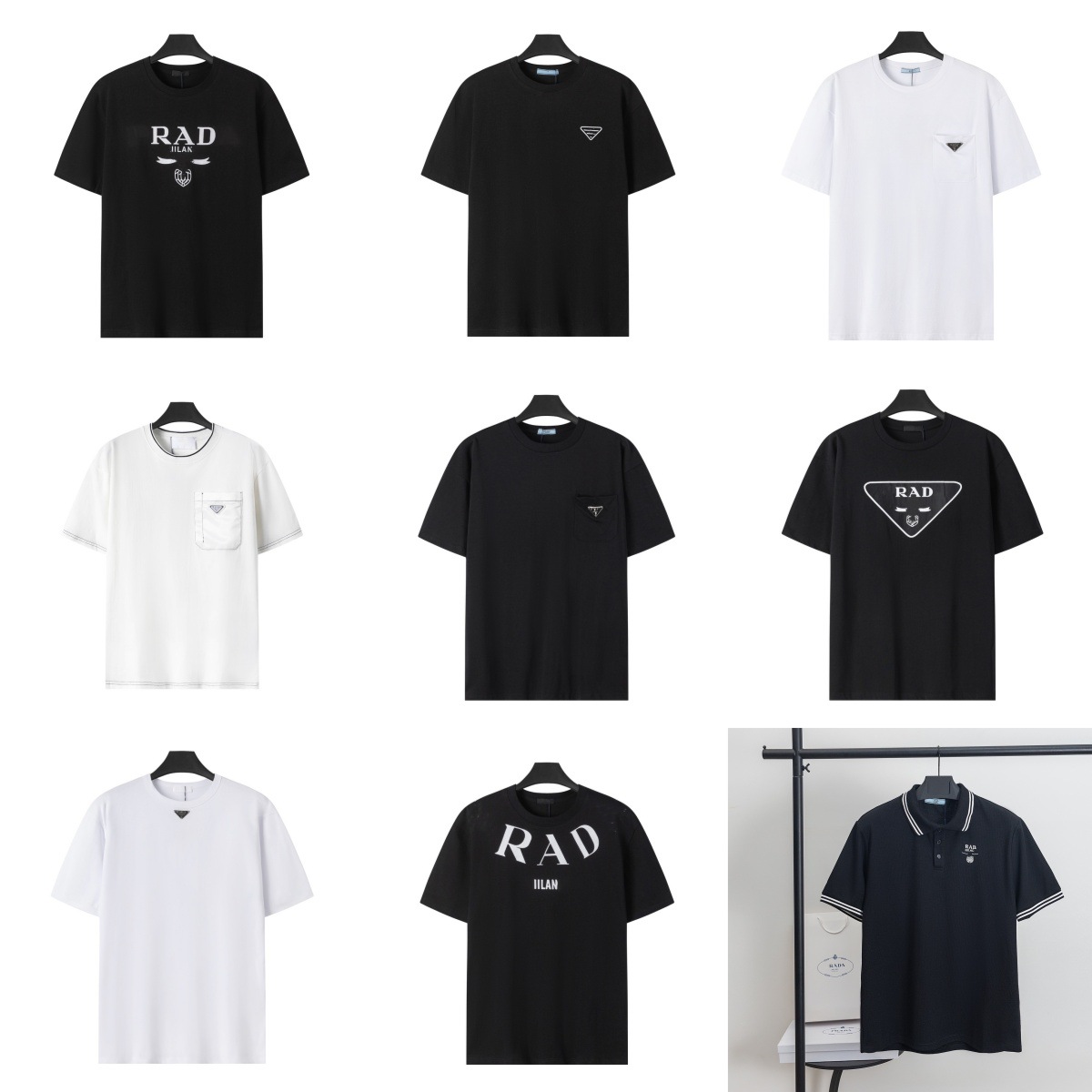 High Version Pujia Metal Triangle LOGO Men's and Women's Casual Loose All-match Comfortable Short-sleeved T-shirt 260g