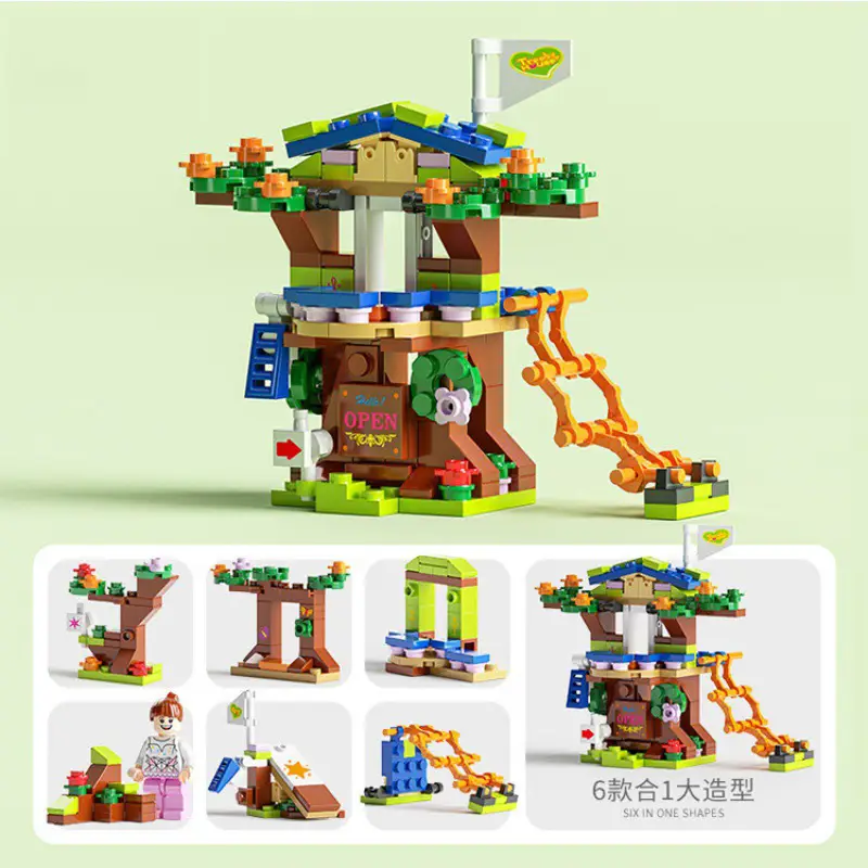 Compatible with Lego bricks small particles fire police military engineering tank bricks six in one children's puzzle wholesale