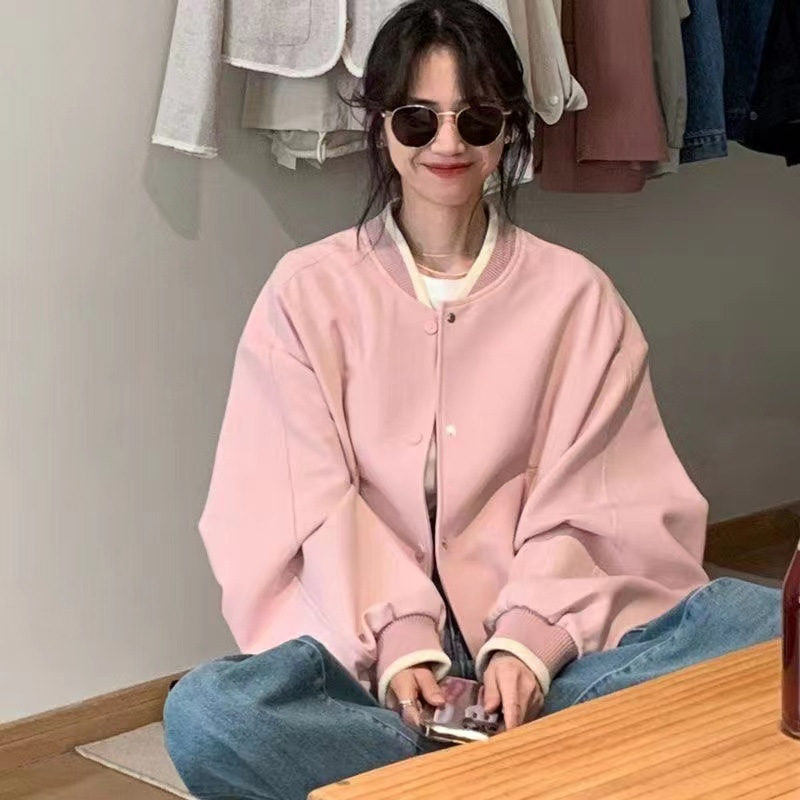 Thin + Non-Pilling Composite Fabric Sports Baseball Uniform for Women, Preppy Style, Korean Style, Handsome Jacket, Trendy Jacket