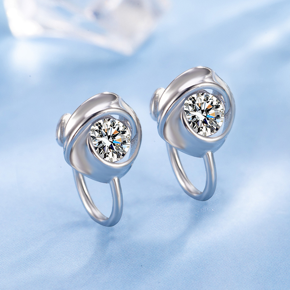 Amazon foreign trade fashion diamond noble rotating love women without ear hole ear clip Korean ear jewelry gift wholesale
