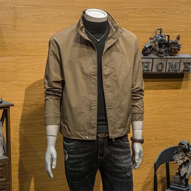 Men's Trendy Spring and Autumn Workwear Jacket, New Pilot-Style Stand Collar Jacket, Korean Style Versatile Top