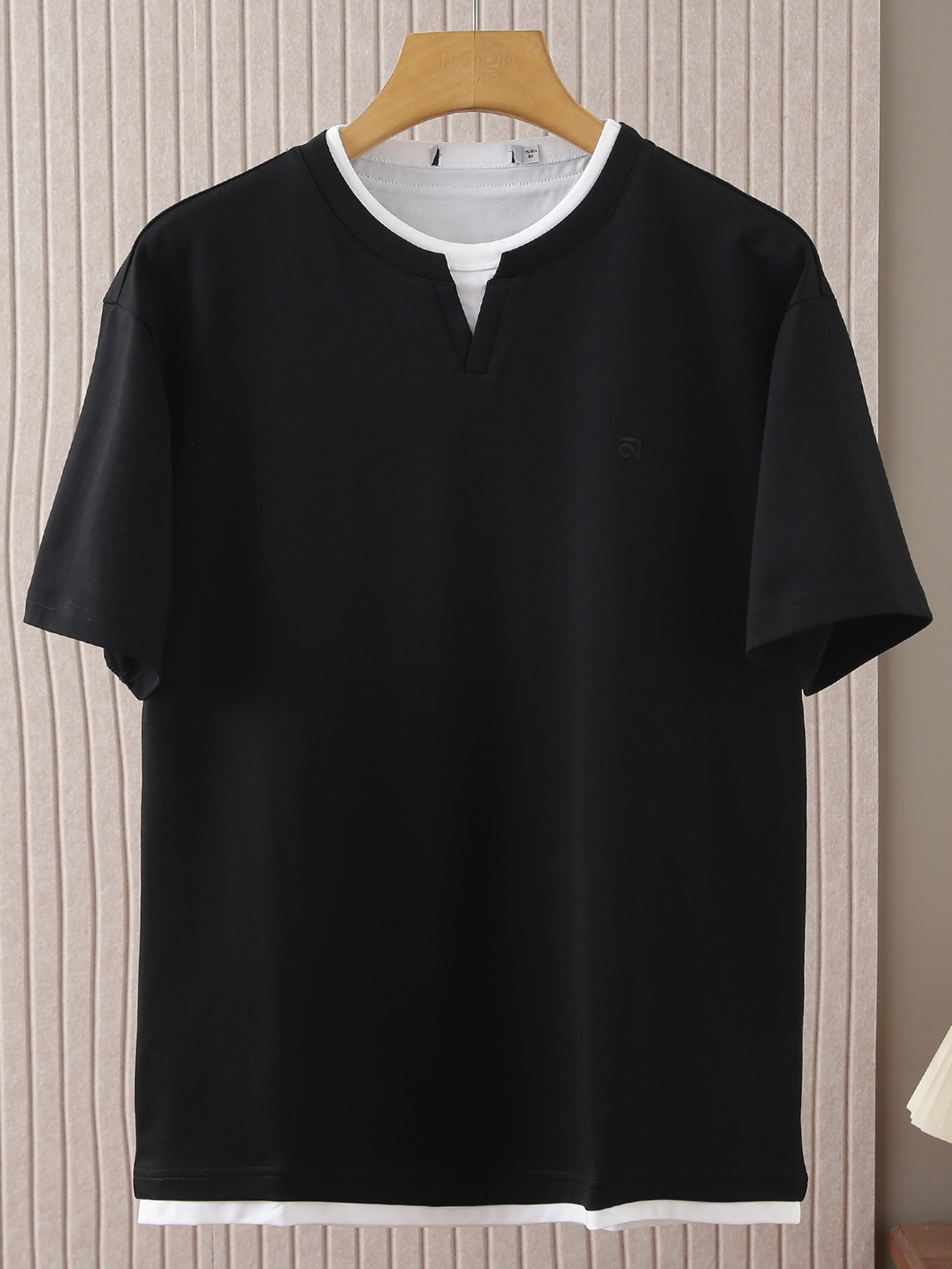 Haichetui Personalized Double-Collar Short-Sleeved T-Shirt for Men Summer Thin Embroidered Elastic Sports Casual T-Shirt Top 2J063