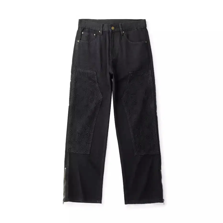 l American retro high street printing personalized denim washed loose wide leg versatile jeans men