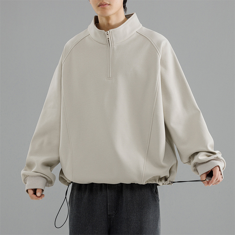 Men's Sweatshirt 2026 Spring Half-Zip Loose Long-Sleeve T-Shirt Men's Half-High Collar Casual Sports Top for Men