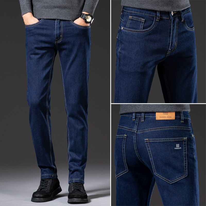 High-end Guangzhou Xintang jeans men's spring and autumn 2024 New slim straight fashion all-match plus size long pants