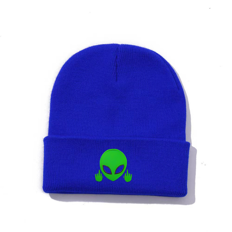 Cross-border New Green Alien Embroidered Knitted Hat Autumn and Winter Warm Men's and Women's Outdoor All-match Wool Hat Beanie Hat