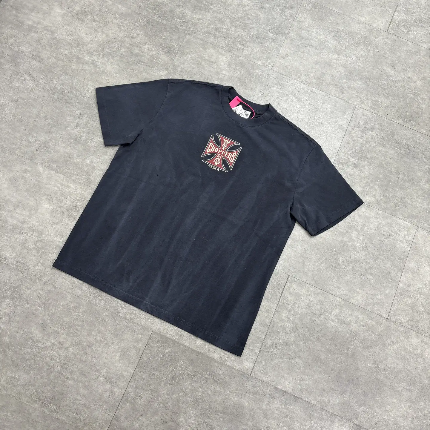 West Coast Choppers New Spring and Summer West Coast Motorcycle Spark Washed Retro T-Shirt Short Sleeves