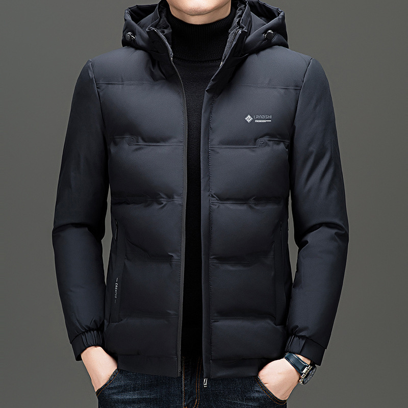 Men's Cotton-padded 2024 Winter New Fashionable Thickened Detachable Hooded Cotton-padded Jacket Short Dad's Warm Jacket
