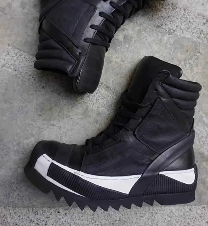 Bbs Style Niche Dark Original Trendy Brand Designer Handmade Artistic Personalized Thick-Soled Height-Increasing Motorcycle Boots for Men