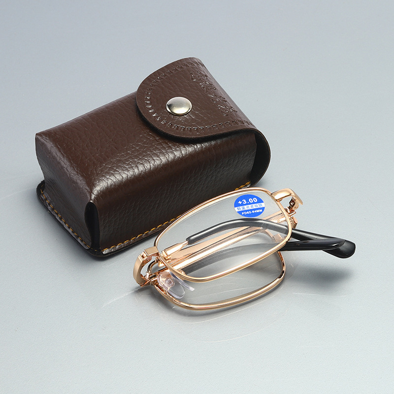 2026 New Portable Folding Anti-Blue Light Reading Glasses for Men and Women, High-Definition, Ultra-Light Metal Frame, Fashionable Retro Style