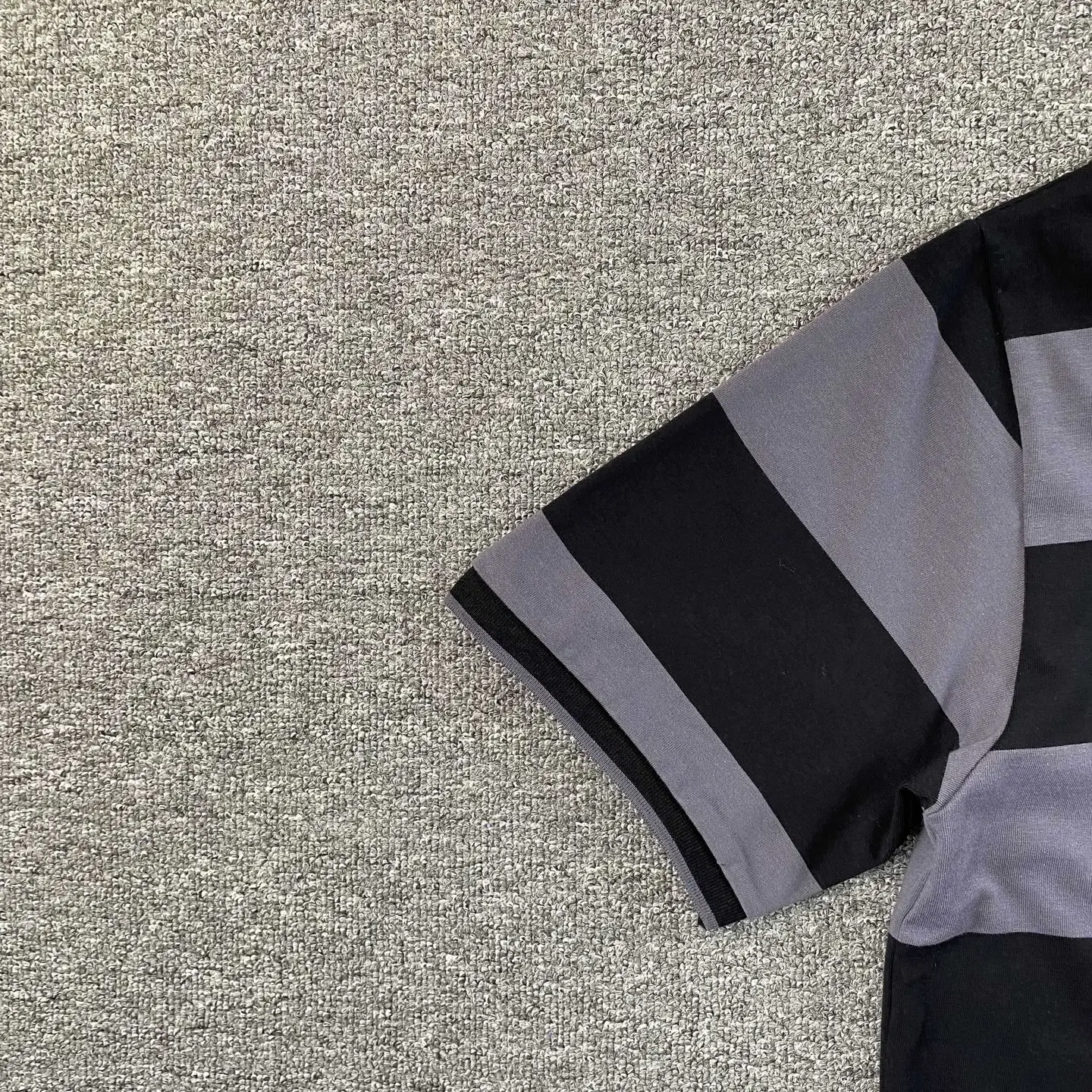 Trendy Fashion Patchwork Embroidered Number Letter Logo Striped Short-Sleeve Polo Shirt