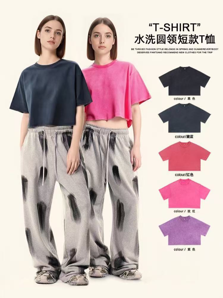 Summer Ozon Amazon European and American Cross-Border Trendy Brand Sexy Wear Loose Short Sports Pure Cotton Short-Sleeved T-Shirt Women's Clothing
