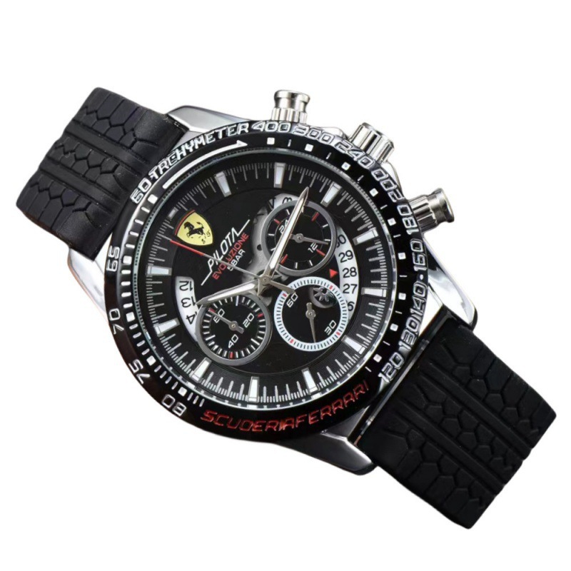 Six-pin Full-function Chronograph Rubber Belt Men's Farah Brand Casual Running Seconds Chronograph Watch Foreign Trade Explosions
