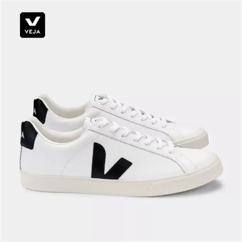 French Authentic Veja Esplar White Shoes Women's V-Shaped Velcro Versatile Black Tail Moral Training Shoes for Men Autum