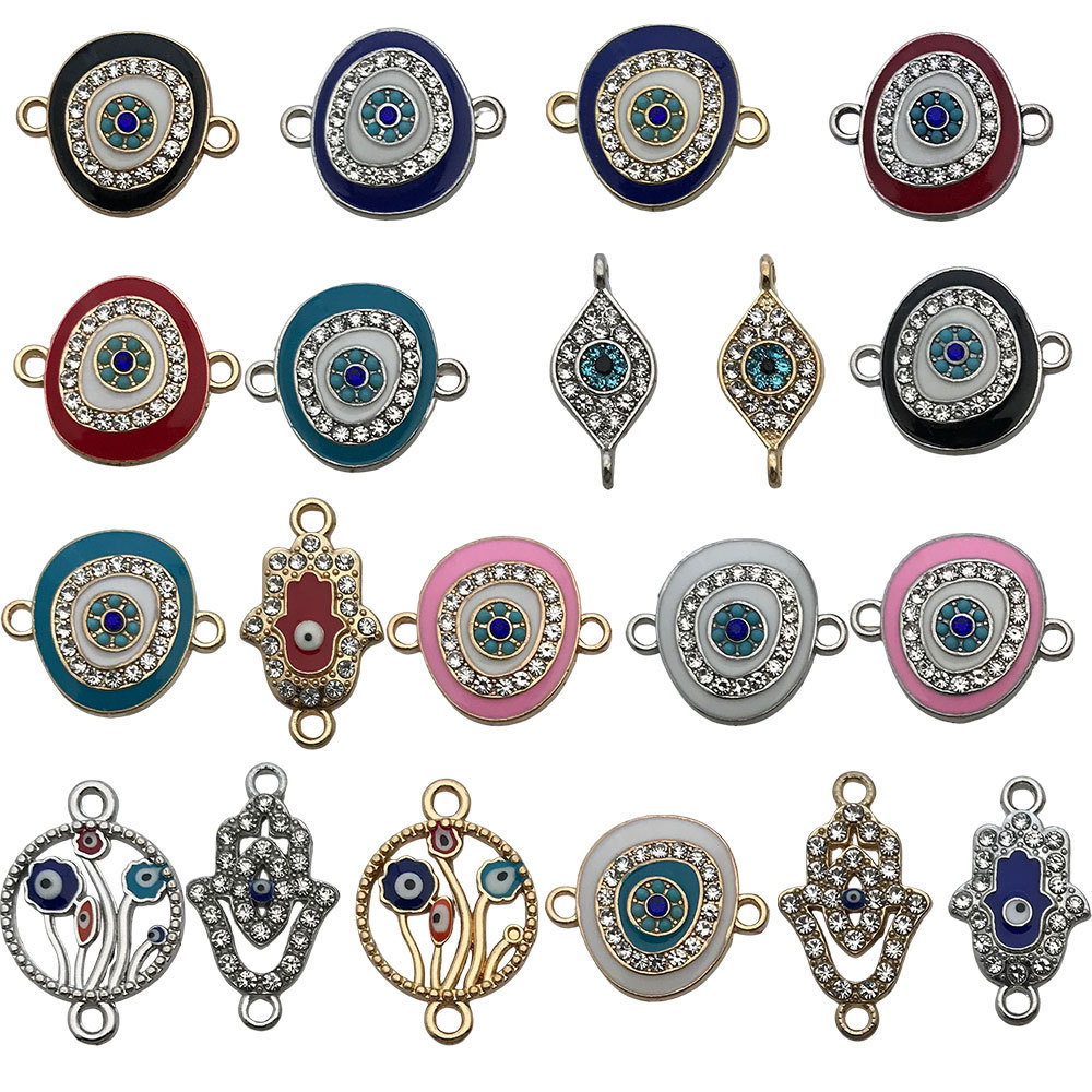 Cross Border 20 Devil's Eye Leaves Palm Love DIY Accessories Niche Design Blue Eyes Fashion Pendant
