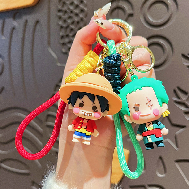 Creative One Piece Keychain Cute Cartoon Doll Luffy Solon Student Schoolbag Pendant Doll Machine Small Gift