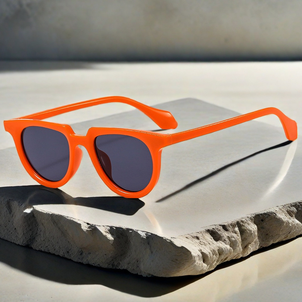 New Fashion Retro Casual Oval Frame European and American Light Luxury Simple Sunglasses Ins Internet Celebrity Same Style Flat Mirror Trendy