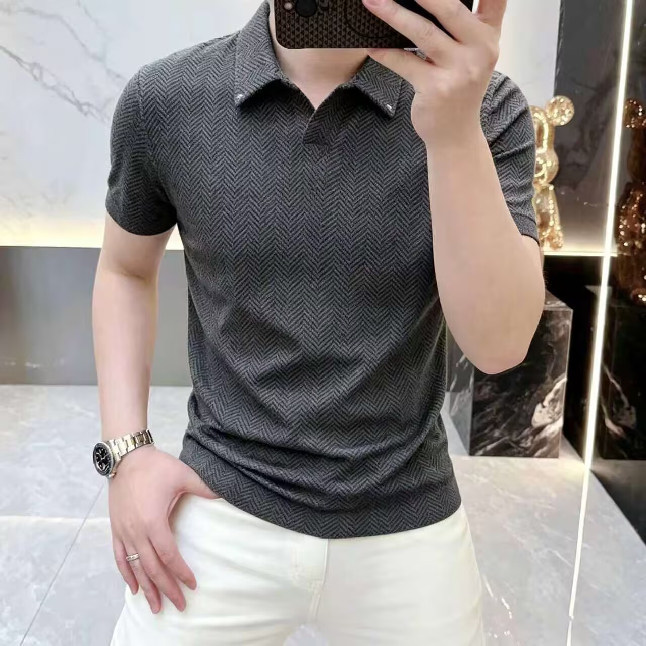 [Old Money Style] New Style Polo Shirt, Short-Sleeved Summer Trendy American Fashion Loose-Fitting Collared T-Shirt with a High-End Feel