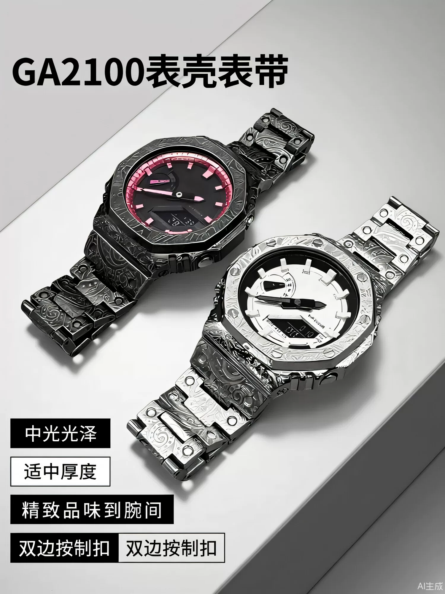 Suitable for Ga2100/2110 Farmhouse Oak Modified Carved Stainless Steel Watch Case and Strap Foto QC de TAOBAO na Qualit.ly
