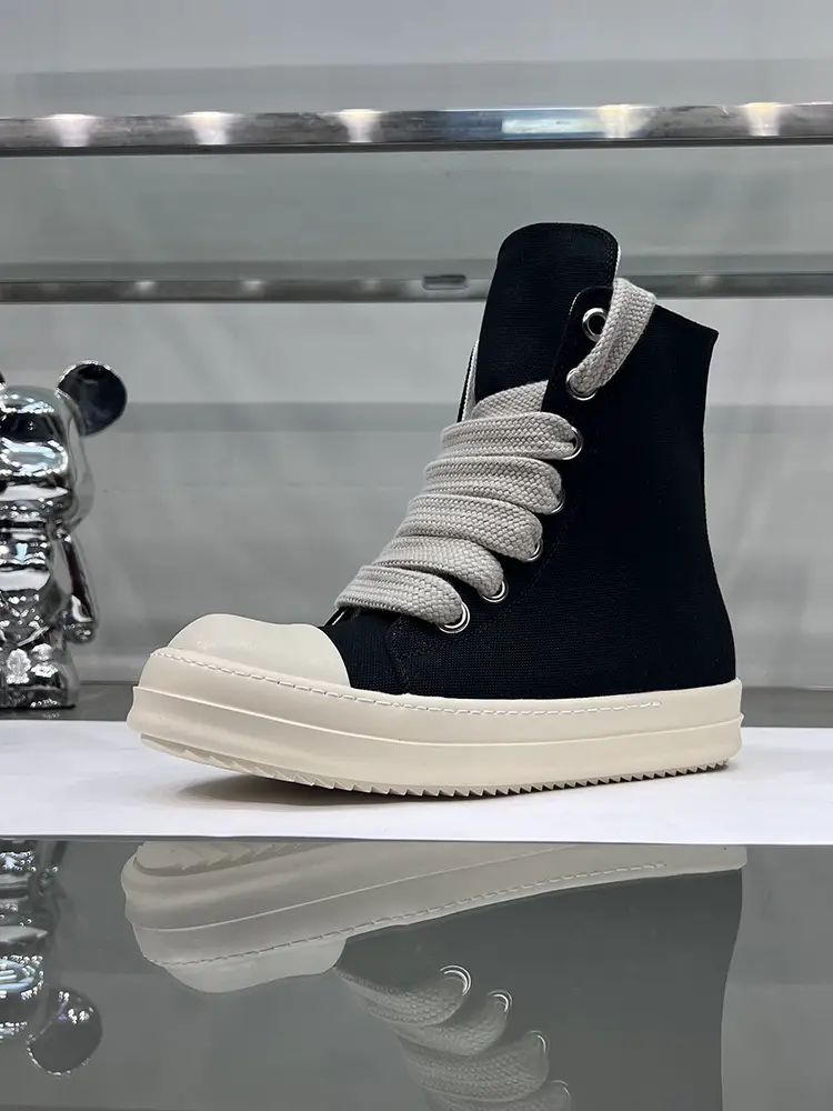 High-End Version! Thick Laces, High-Top Men's Canvas Shoes with Thick Soles, Side Zipper, Dark Style, High Street Couple Sneakers, Trendy