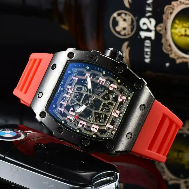 Factory supply New skeletonized non-mechanical hands single calendar quartz watches for men and women tonneau-shaped watch spot