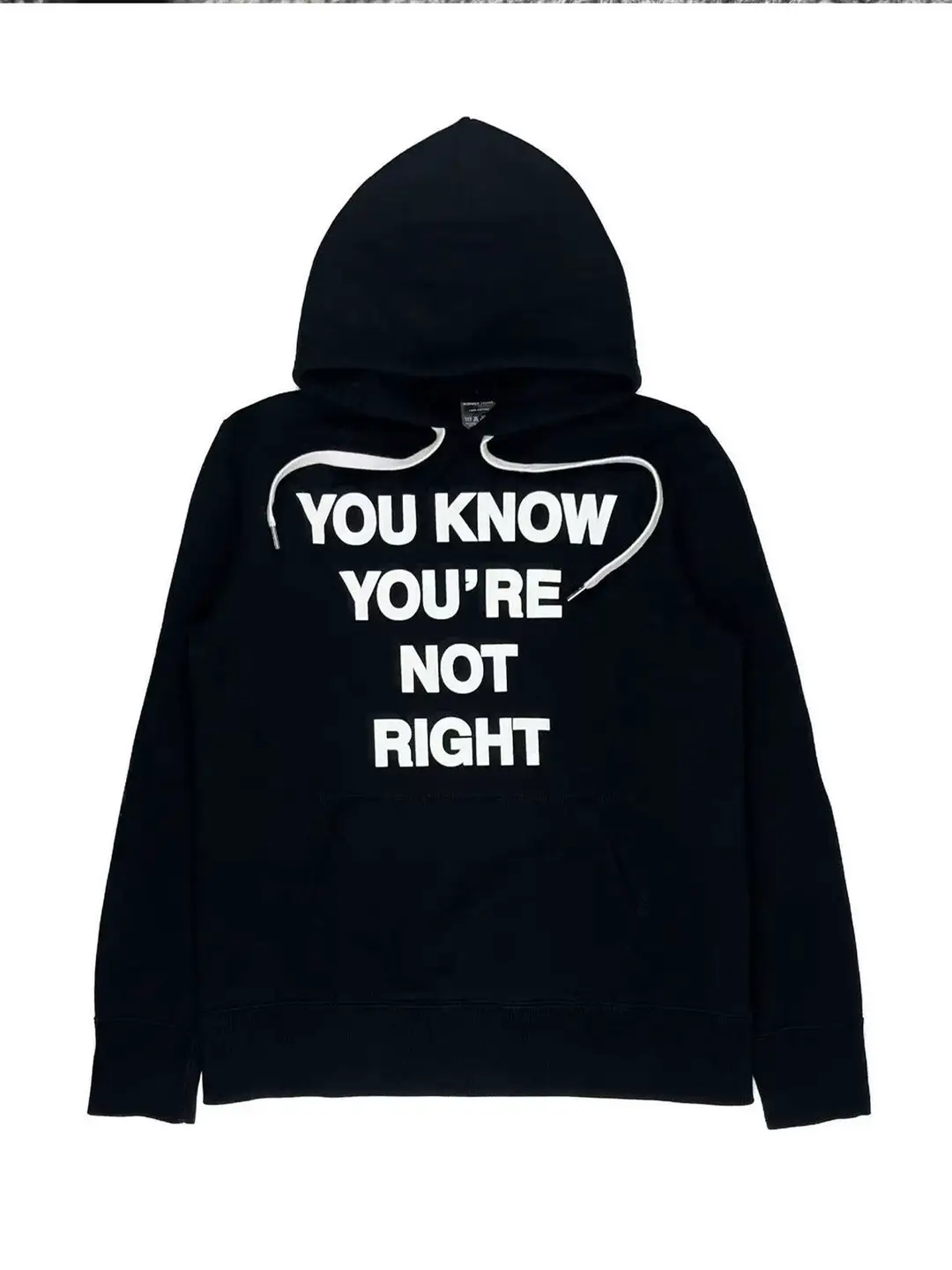 You know you're not right, independent numbered style black patchwork hooded sweatshirt