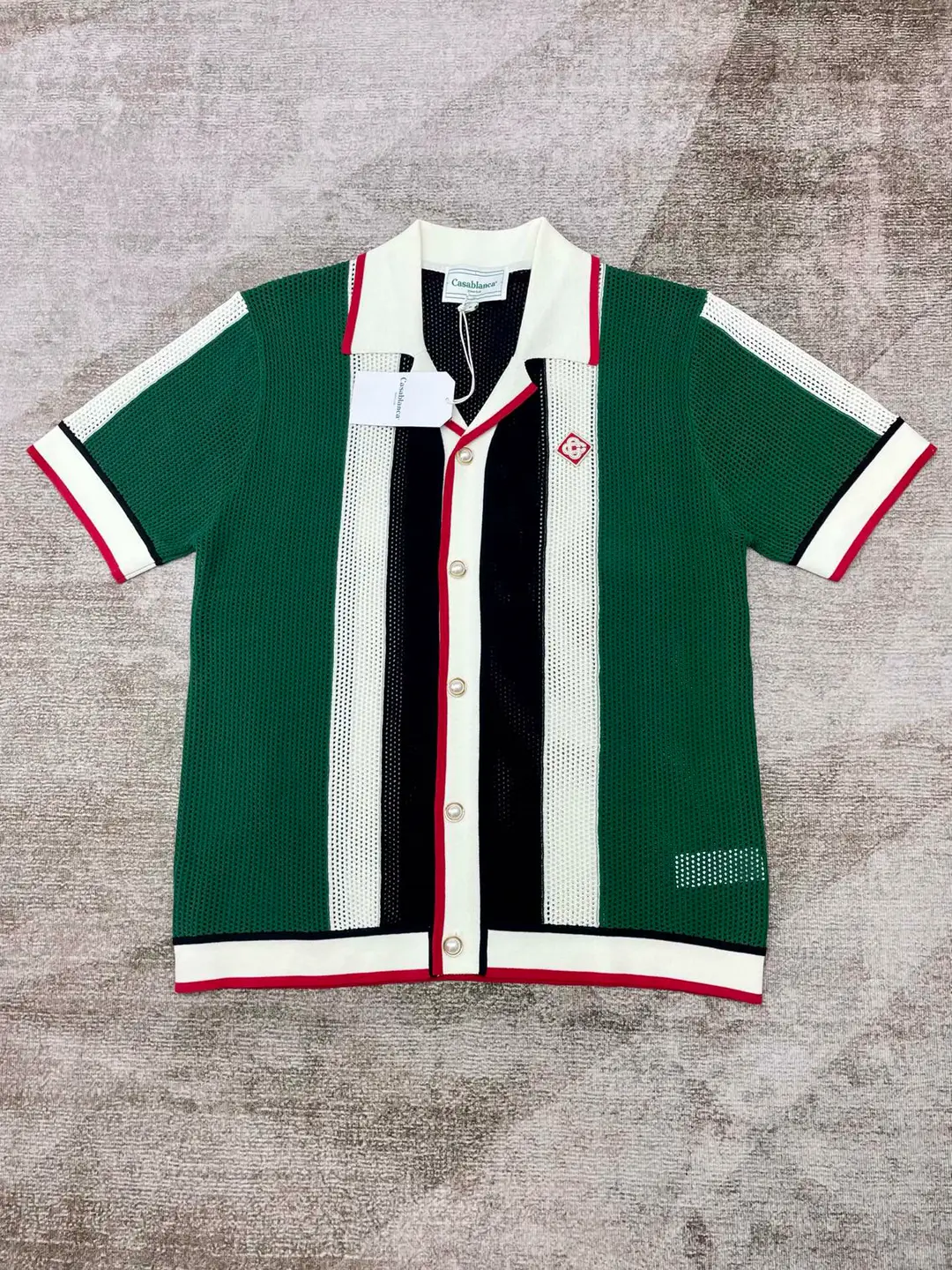 Casablanca Color Matching Stripes Knitting Short Sleeve Outwear High Street