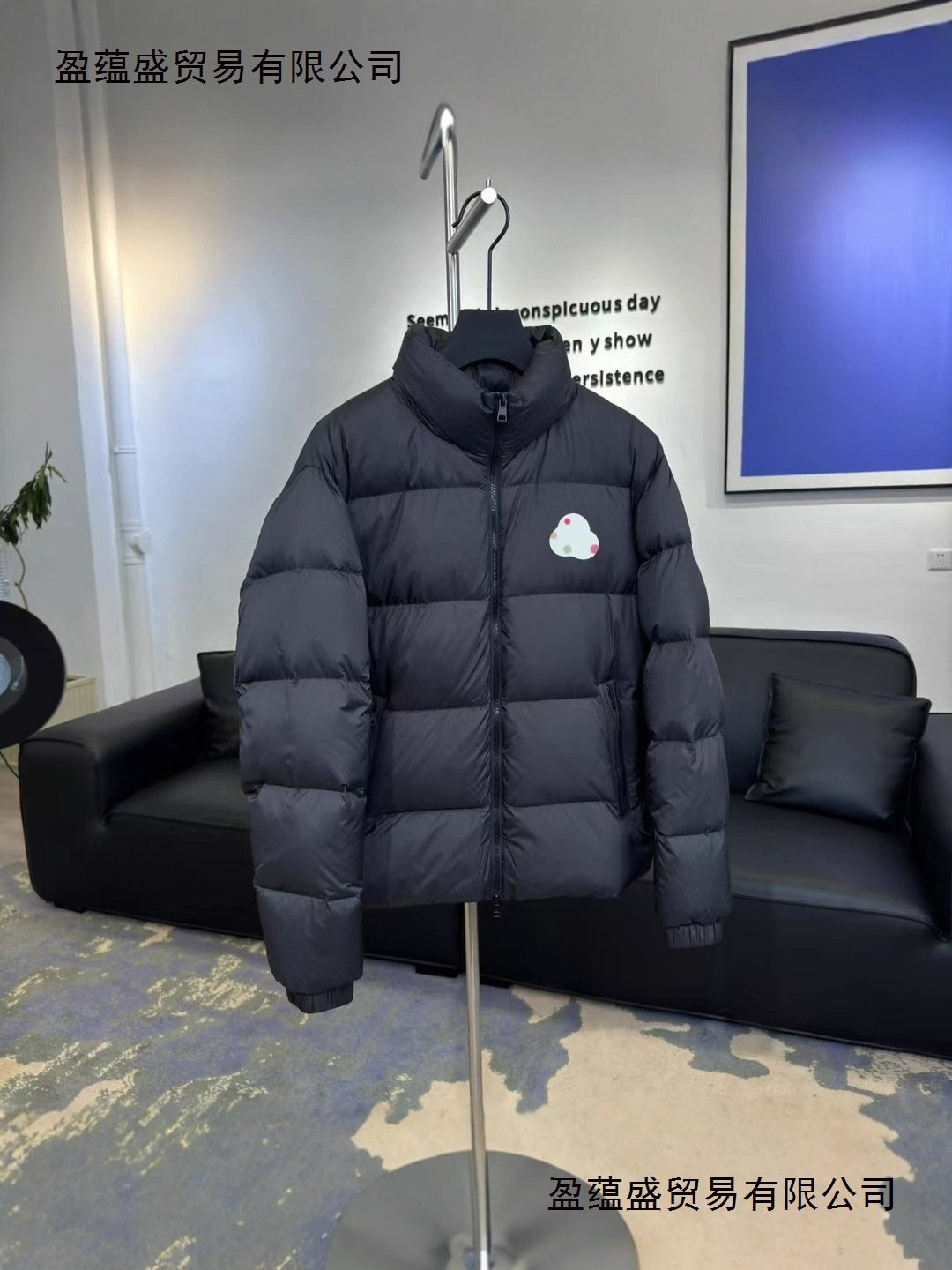 Citala Series Men's down Jacket with Large Logo Patch and Stand Collar Solid Color Coat