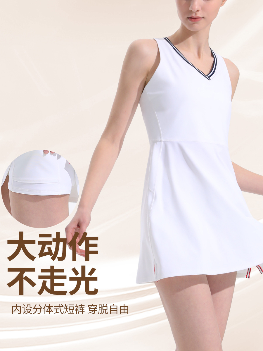 PLUS Anti-light Dress Women's Breathable Tennis Badminton Quick-dry Fitness Running Tight Waist Yoga Skirt