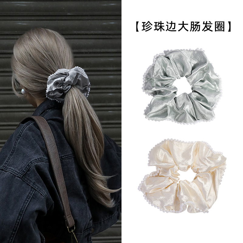 French Retro Milk White Velvet Large Intestine Hair Ring Women's Fashion High-end Sense Hair Rope Hair Rope Ball Head Oversized Hair Accessories