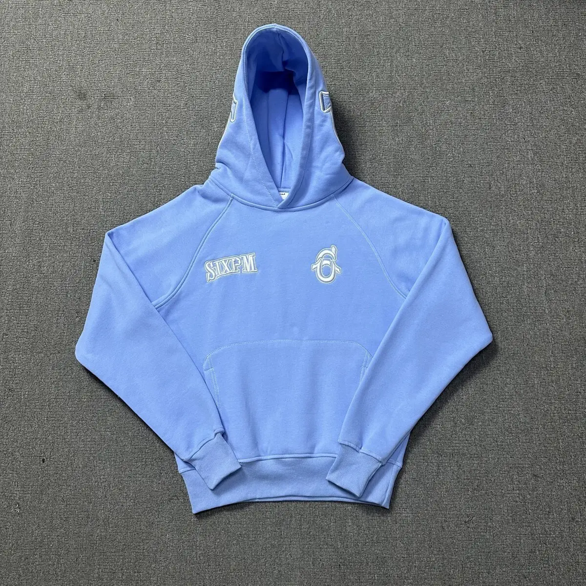 6Pm Drill American Street Logo Embroider Fleece-Lined Hooded Sweatshirt Long Sweatpants Men and Women Couple Sports Suit