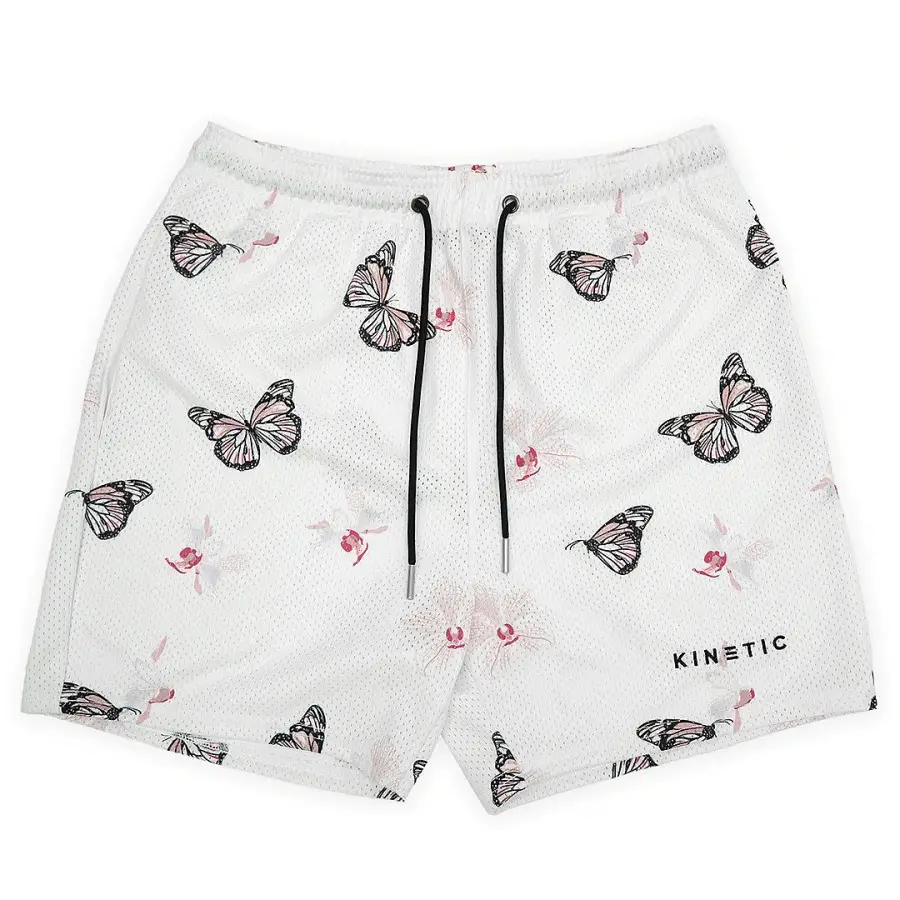 Kinetic Fashion Printed Mesh Shorts Men's American Retro Street Style Loose Casual Sports Quick-Drying Quarter Pants