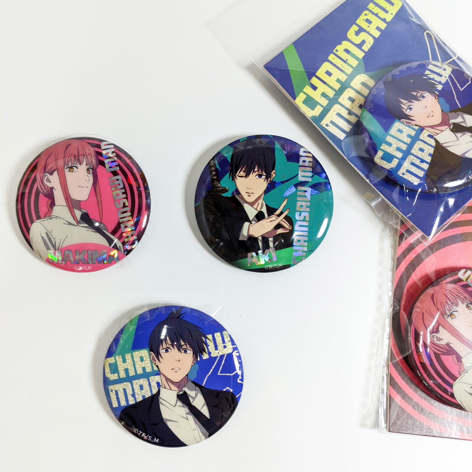 Mai Pin Stationery Genuine Chainsaw Man Double Flash Tinplate Badge Marqima Zaichuan Autumn Chain Saw Man Yum Millet