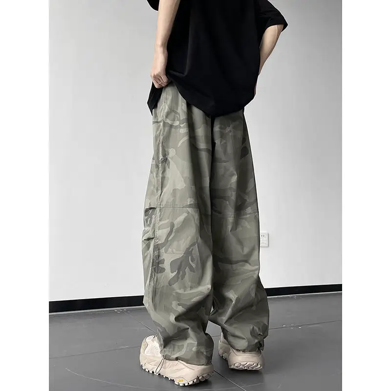 Nylon Quick-drying Camouflage Parachute Pants Men's Autumn New American Style Trendy Brand Loose Wide-leg Mountaineering Charge Cargo Pants
