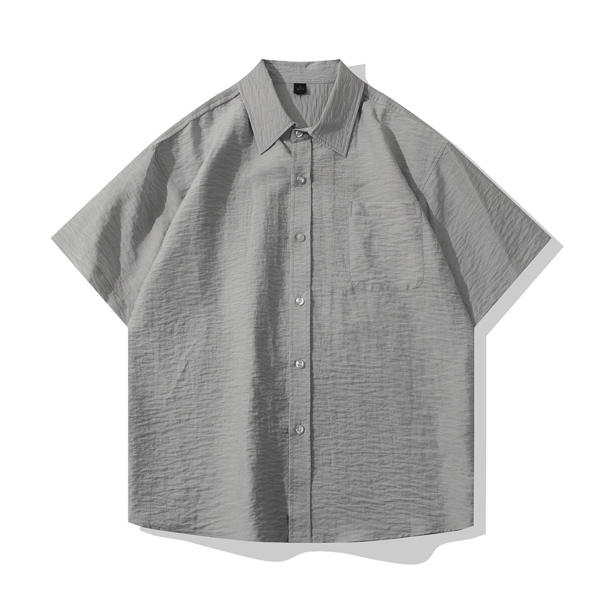 Cross-Border New Men's Shirts Summer Solid Color Linen Drape Simple Loose Casual Short-Sleeved Shirts Men's Tops