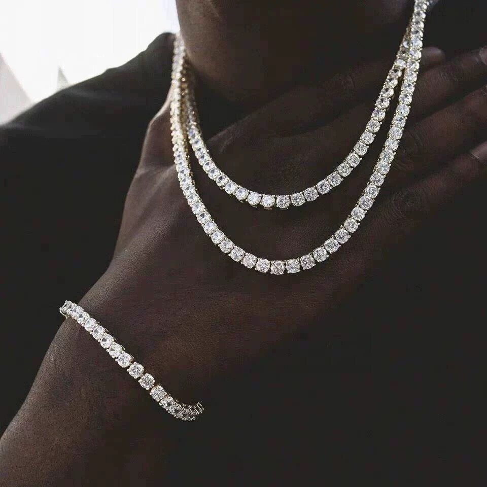 Mst Bling High-Quality Tennis Single-Row Diamond Tennis Necklace Gold and Silver Hot-Selling Item